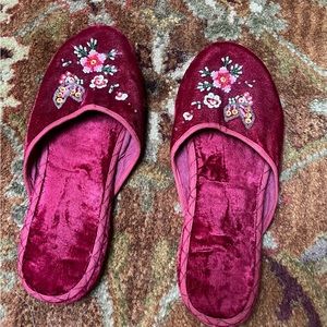 Red velvet slippers